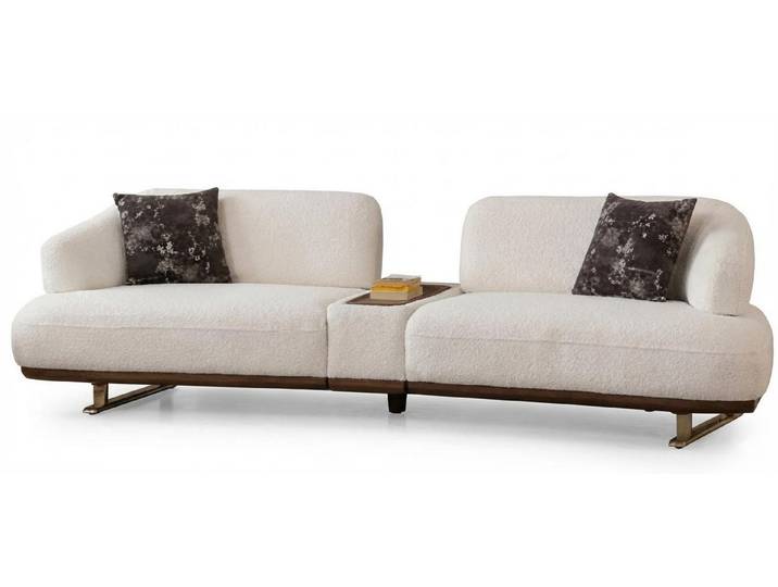 JVmoebel Sofa Couch Modern Weiß 3-Sitzer Designer-Couch Minimalismus Stoff Holz, 1 Teile
