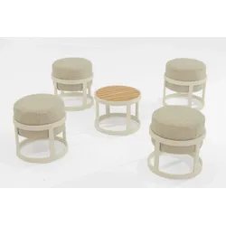 Totem Hocker Set + Coffee Table für den Garten Mokka