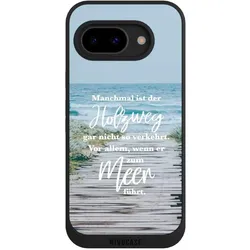 Nivocase Handyhülle für Google Pixel 9a Hülle NIVOpure Case Schwarz Statement Strand Spruch (Google Pixel 9a), Smartphone Hülle, Schwarz