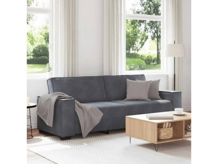HEFZGDB 3-Sitzer-Sofa Dunkelgrau 180 cm Samt mit Breiten Armlehnen und robustem Holz-Metall-Gestell Stabilität im Wohnzimmer oder Büro, vielseitig