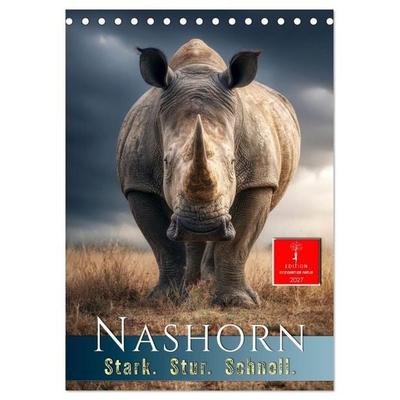 Nashorn - Stark. Stur. Schnell. (Tischkalender 2027 DIN A5 hoch), CALVENDO Monatskalender