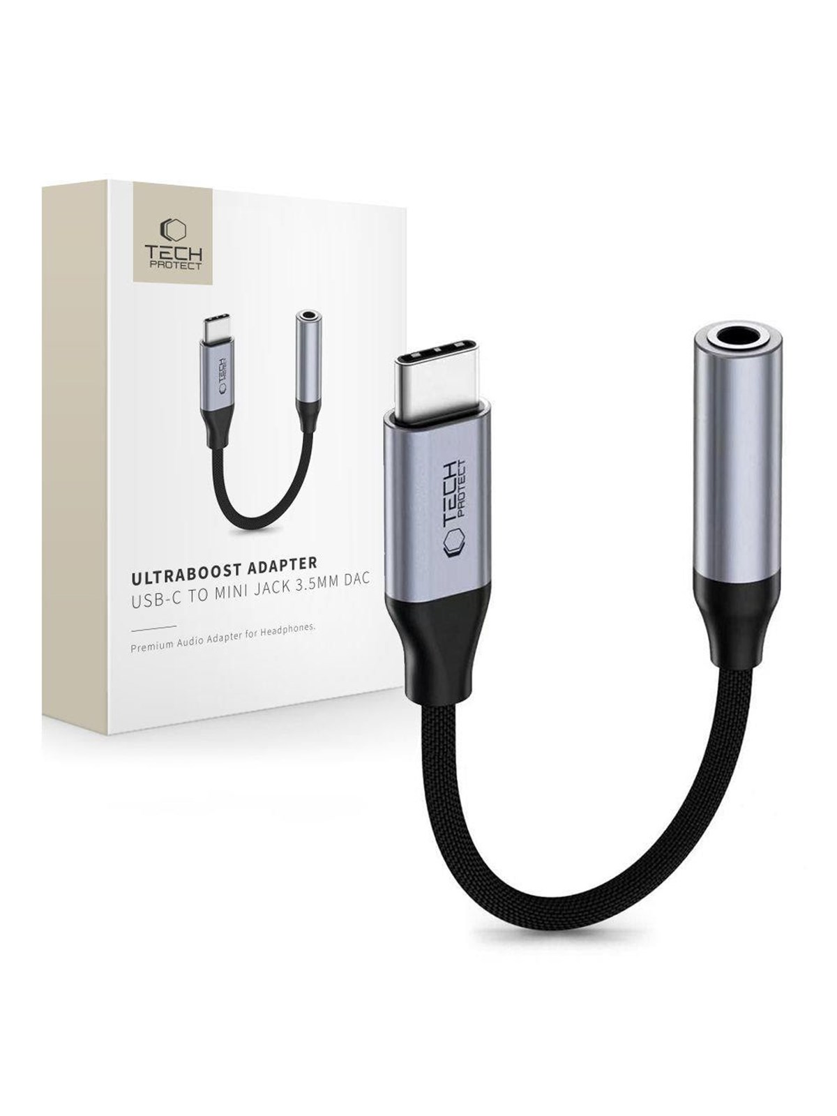 Tech-Protect Ultraboost USB-C to Mini Jack 3.5mm DAC adapter - dark gray