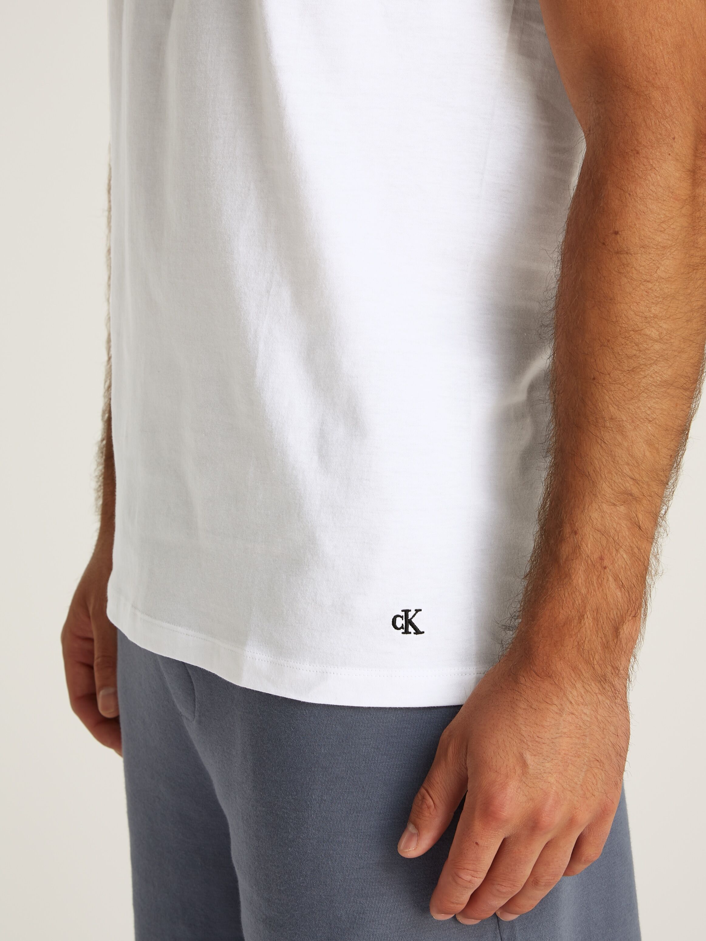 T-Shirt "S/S CREW NECK 3PK", Herren, Gr. S (48), weiss (weiß, weiß, weiß), Jersey, Obermaterial: 100% Baumwolle, CALVIN KLEIN UNDERWEAR, unifarben, Basic, klassisch hüftlang, Rundhals, abgesteppt, Shirts T-Shirt, mit Logostickerei weiß, weiß, weiß S (48)