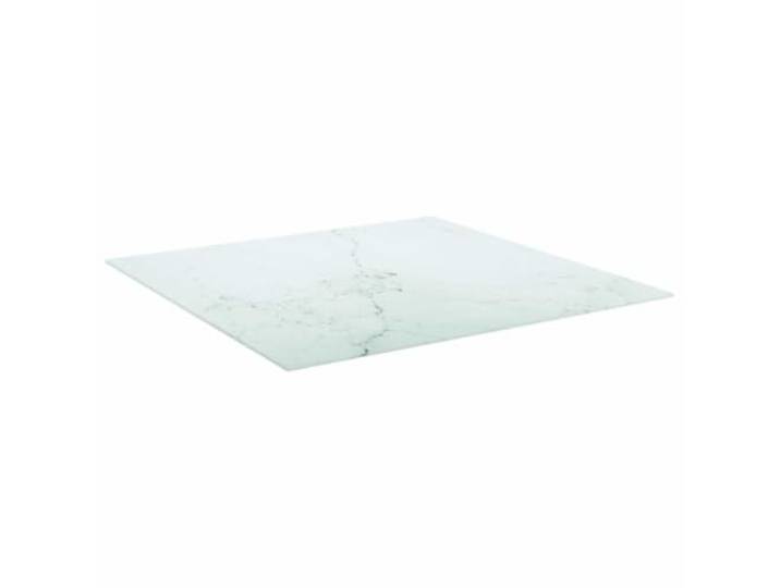 HGPOTUY Tischplatte Weiß 80x80 cm 6 mm Hartglas in Marmoroptik Gehärtetes Glas, Marmor-Optik, pflegeleicht, feuchtes Tuch, Esstisch, Couchtisch, Beistelltisch