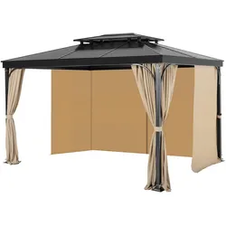 VEVOR Pavillonvorhang, 2840x2840x2040 mm, 4-teilige Seitenwand-Pavillon-Sichtschutzvorhänge mit Reißverschlüssen, Sonnenschutzvorhänge als Ersatz für Terrassenüberdachung, NUR Vorhänge, Khaki