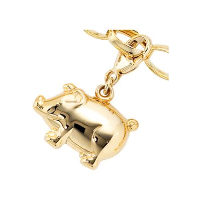 Charm-Einhänger JOBO "Schweinchen", gold (gelbgold 333), Charms, Damen, Gelbgold 333, 333 Gold