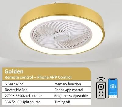 Uplifted Goods Ultra Quiet Integrated Ceiling Airflow And Illumination Hub gold 71 80w 220v