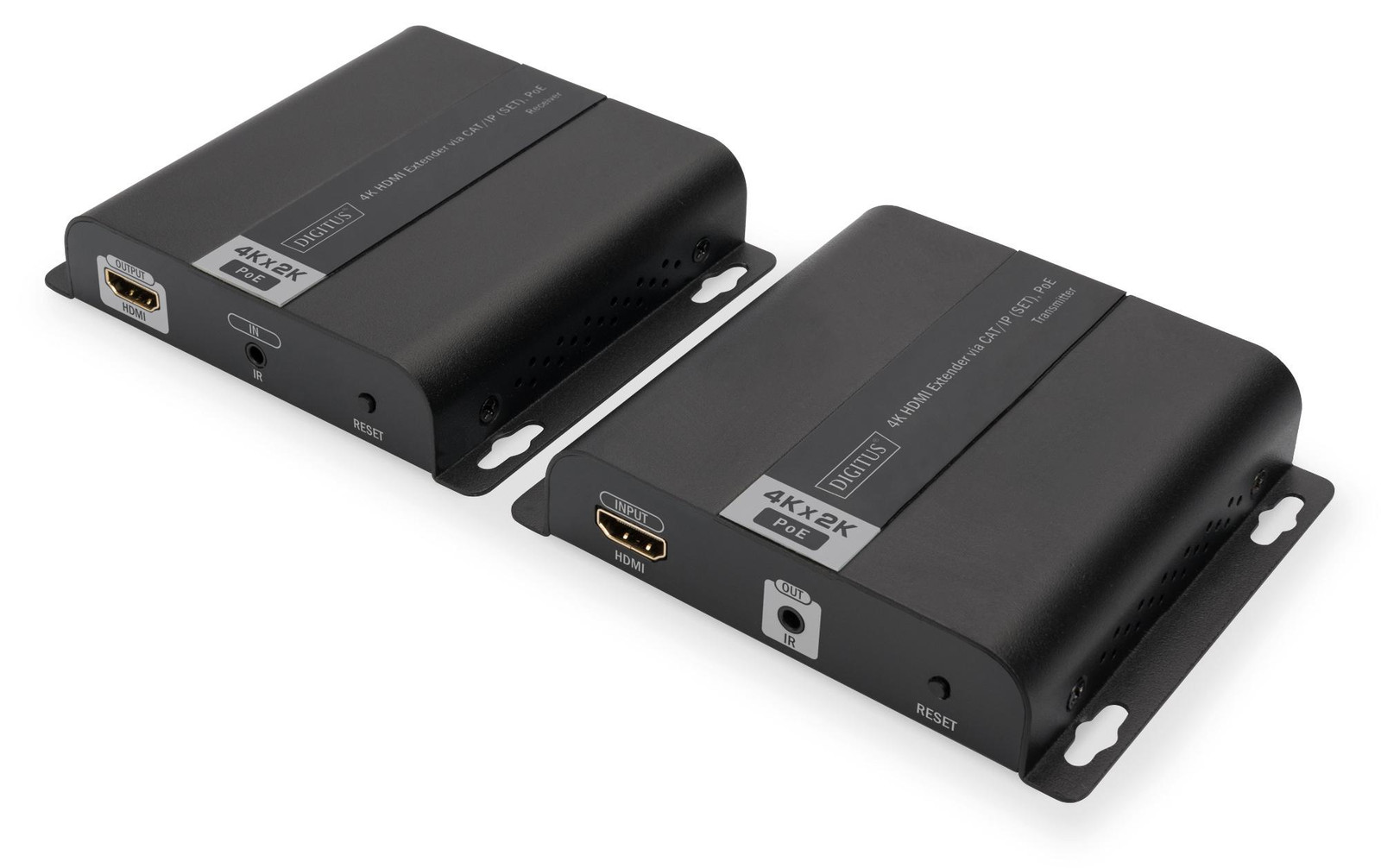 DIGITUS DS-55124 4K HDMI-verlenger set via Cat/IP, PoE, zwart