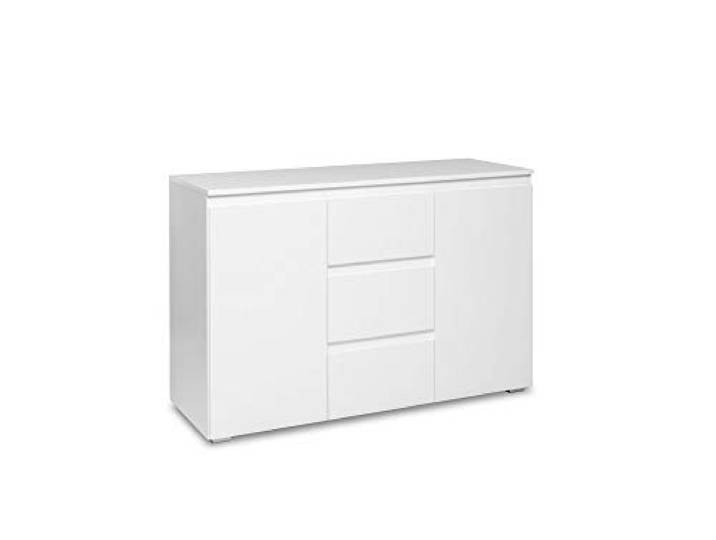 Newfurn Kommode mit Schubladen weiß 120 cm Sideboard grifflos Wohnzimmer