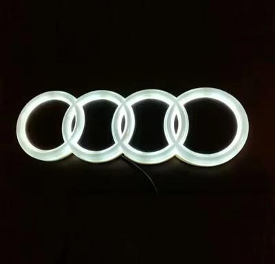 Uplifted Finds Dynamic 4D LED Illuminated Front Grille Emblem For Audi white Light silver Static 27.3 X 9.5 Cm