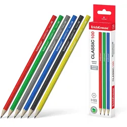 12x Bleistift Classic 100 HB Kunststoff Graphit Sechskantstift - Stift für Büro, Schule & Hobby - Graphitstift zum Zeichnen, Skizzieren, Schreiben