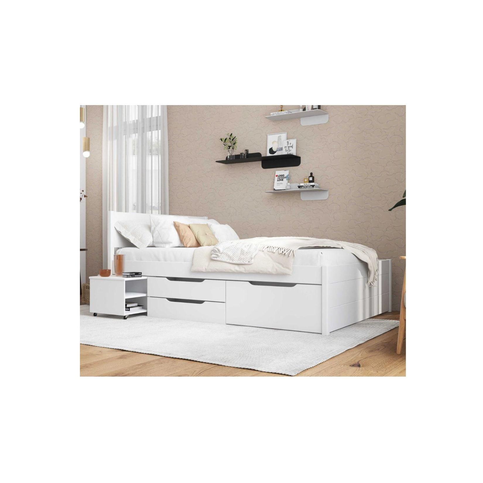 Inter Link Bett mit Stauraum Efetivo inkl. Nachtkommode und Lattenrost 140x200 cm