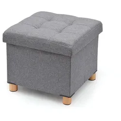 Grau Lagerung Pouffe Mit Hölzernen Beinen 38X38X34Cm