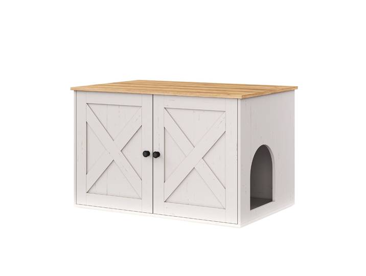 Katzenhaus für Katzentoilette 80 x 53 x 50 cm weiss/braun