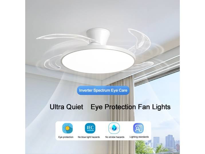 Ventilateur de plafond LED pour la maison, lumière silencieuse, lame invisible, intensité variable, pour salon, salle à manger, bureau, cuisine, luminaires d'intérieur