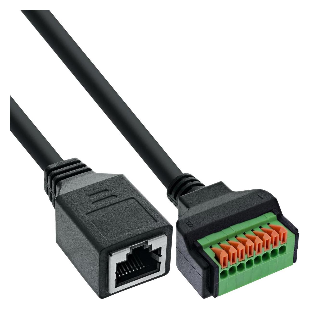 InLine RJ45 Buchse an Push-In-Klemme, 8-polig, Cat.5e, 15cm Kabel (Netzwerk Zubehör) (92505H)