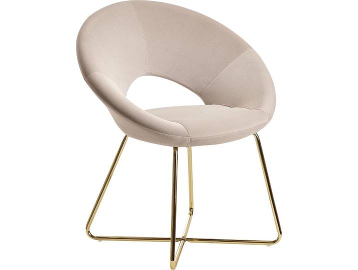 Esszimmerstuhl Samt Beige Polsterstuhl Metallbeine Gold Design