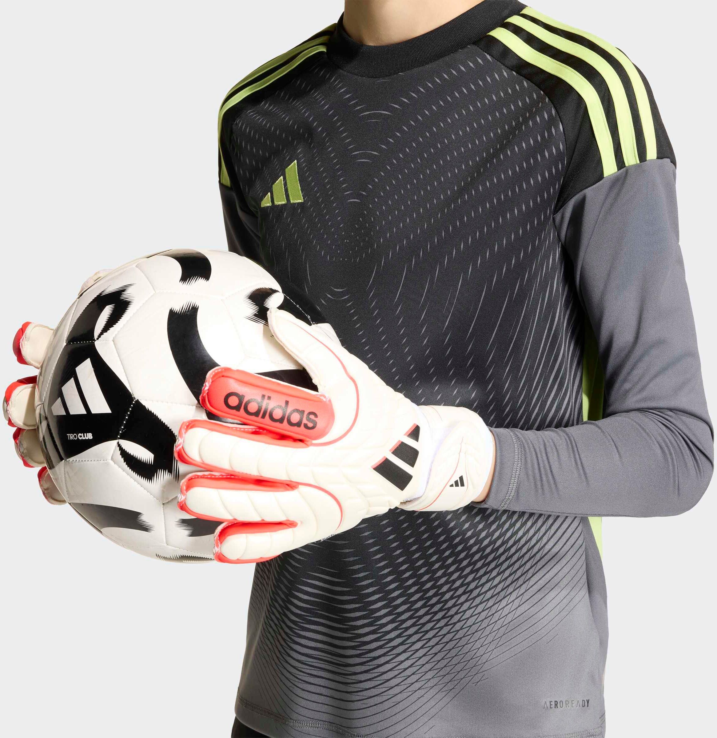 Torwarthandschuhe ADIDAS PERFORMANCE "COPA MATCH KIDS FINGERSAVE", Kinder, Gr. 4, weiß, lucid rot, schwarz, Obermaterial: 100% Polyester, Handschuhe Torwarthandschuhe, für Kinder und Jugendliche weiß, lucid rot, schwarz 4