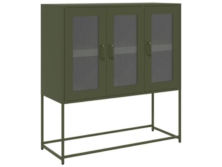 HEFZGDB Schwarzes Sideboard mit Metallfüßen – Stabiles Aufbewahrungsmöbel aus kaltgewalztem Stahl für Essgeschirr und Haushaltsutensilien mit ergonomischen Griffen