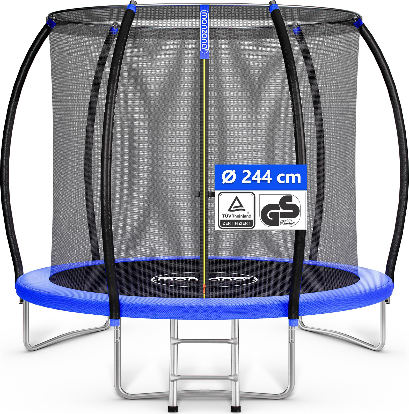 Monzana Trampoline met veiligheidsnet, binnenladder en randbescherming, diameter: 244 cm