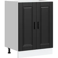 DELUKE Küchenunterschrank THEO Schwarz 60x46x81,5 cm | Küche Unterschrank mit Türen