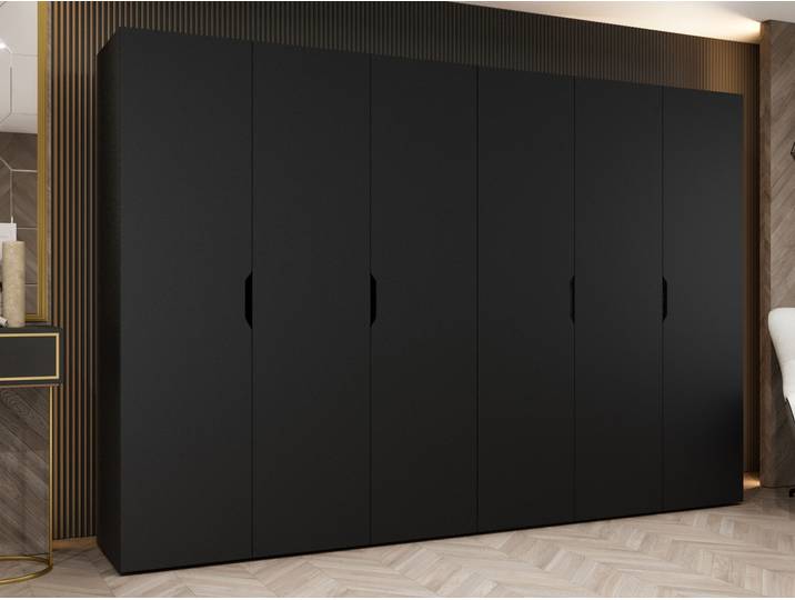 MIRJAN24 Kleiderschrank Malaga 300, Kleiderschrank, Garderobe (Farbe: Schwarz, Größe: 300 cm)