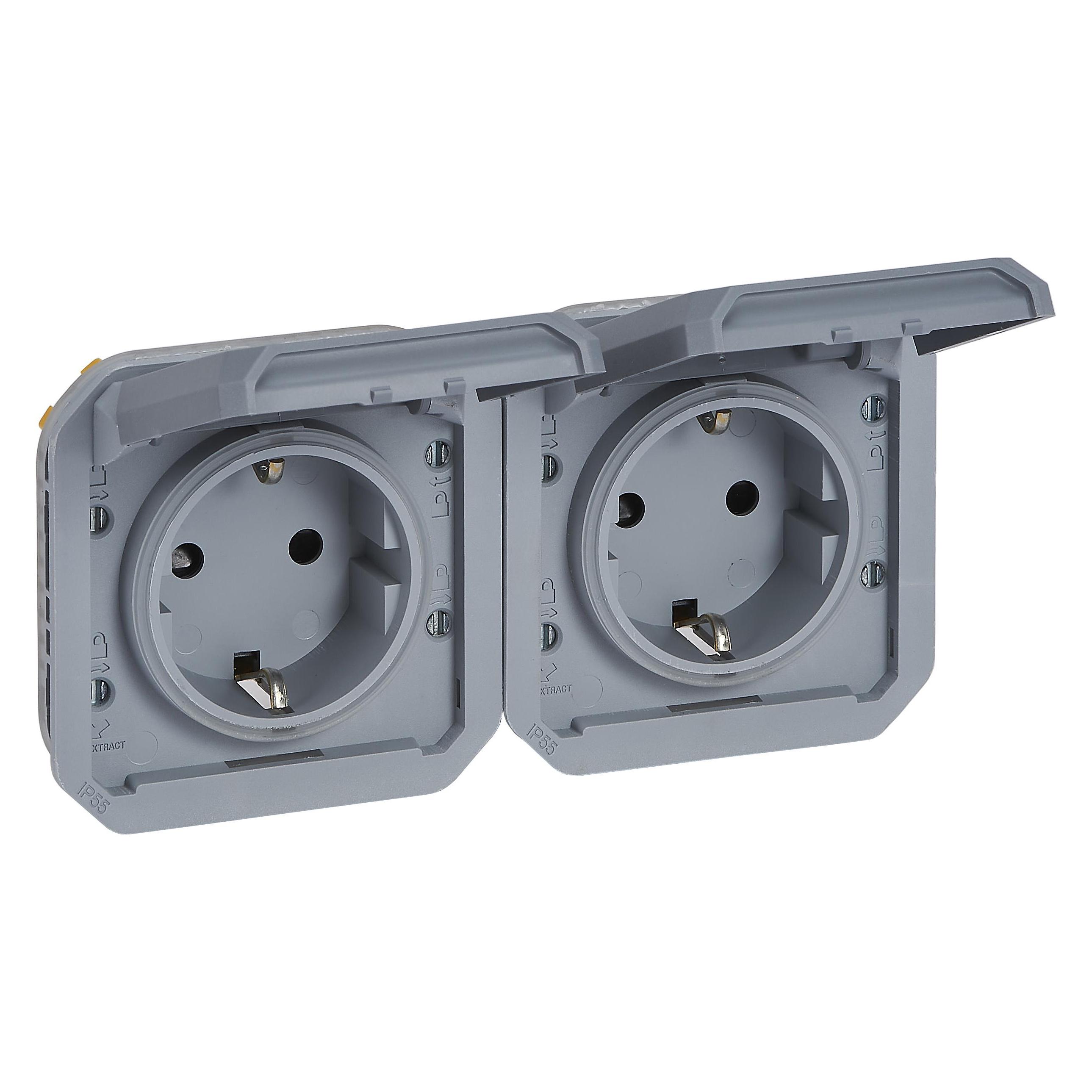 Legrand Plexo New Einsatz, Feuchtraum-Steckdose, horizontal, inkl. Klappdeckel (069576L)
