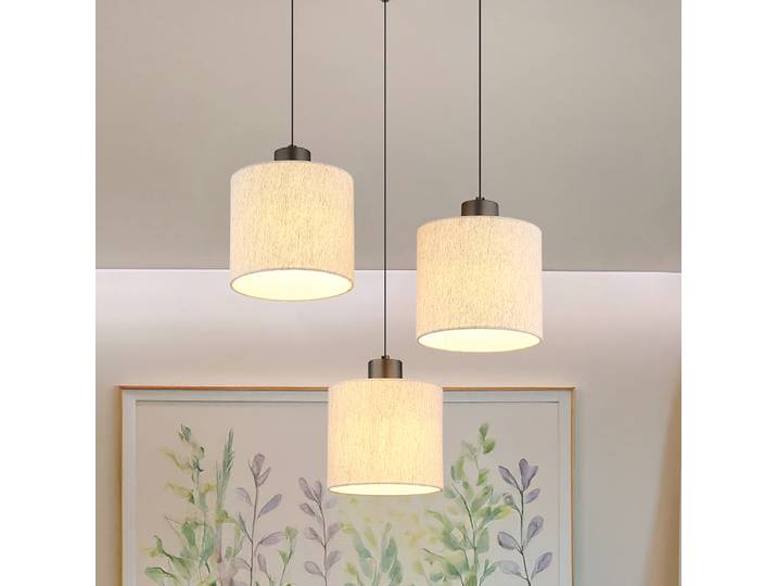 Suspension Thea Type B Ø 49cm Beige/Noir Lin LED non-remplaçables Module LED