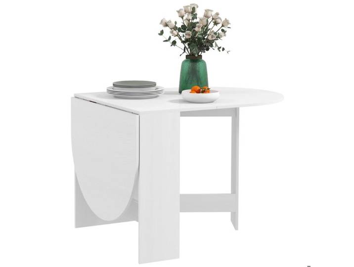 Table à manger pliante - HOMCOM - ovale - jusqu'à 6 personnes - pour petits espaces salle à manger - blanc