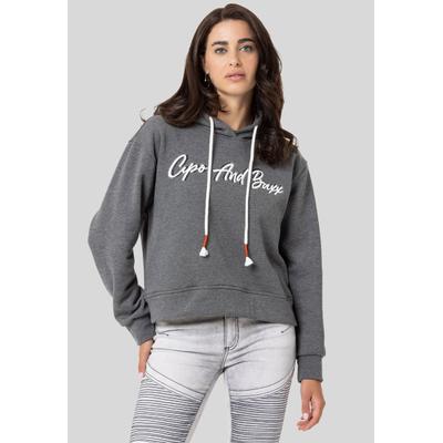Sweatshirt CIPO & BAXX "SWEATSHIRT", Damen, Gr. XL, grau (anthrazit), 70% Baumwolle, 30% Polyester, bedruckt, Basic, regular fit normal, Sweatshirts Sweatshirt, ein sportlich-lässiges Kleidungsstück
