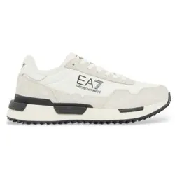 EA7 Unisex. 7X000380_AF19175 Vintage Turnschuhe Dreifach Weiß (45 1/3), Stoff, Wohnung, Schnürsenkel, Sportlich