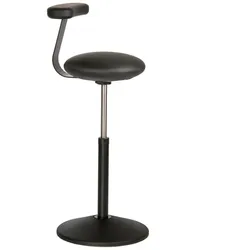 Rovo Stehhocker Solo mit Monopad Lederoptik Schwarz Carbon