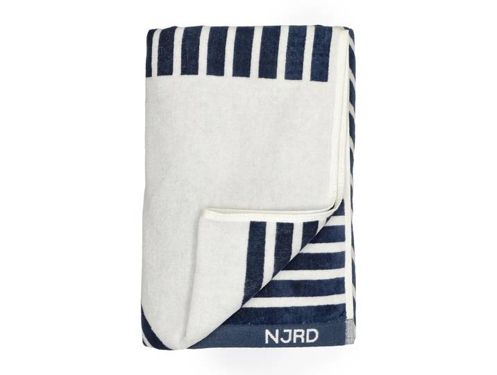 NJRD Serviette de bain rayée 100x150 cm Bleu