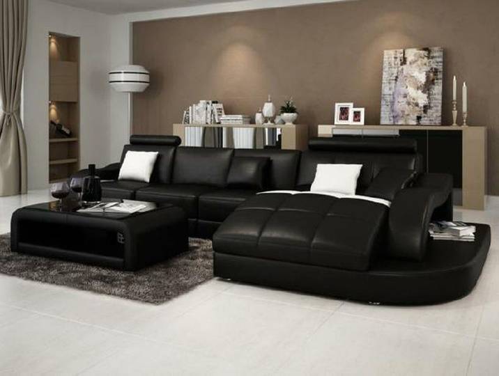 Xlmoebel Ecksofa Designer Ecksofa von XLMOEBEL in Schwarz mit USB-Anschluss, Ecksofa 3 Teile, Made in Europa
