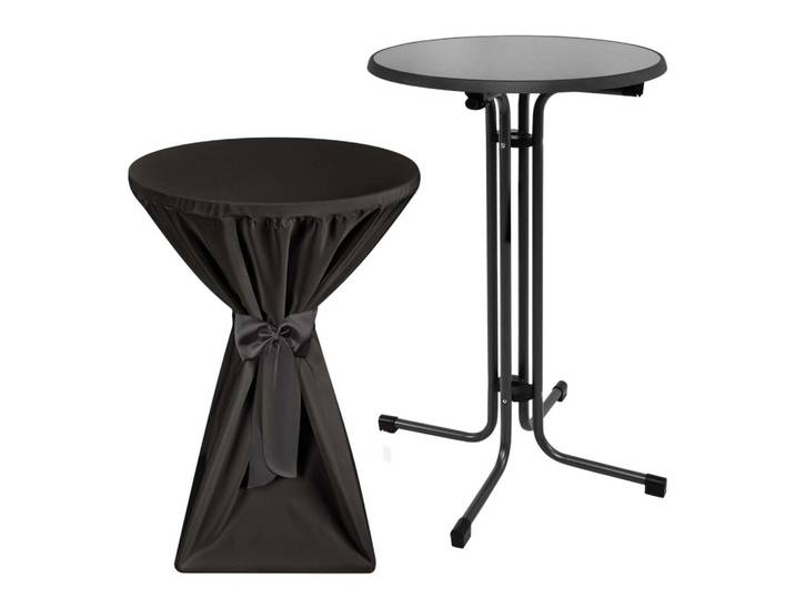 STEHTISCH Sylt Ø 80cm Grau mit Premium Stehtischhusse Ø 80cm Schwarz