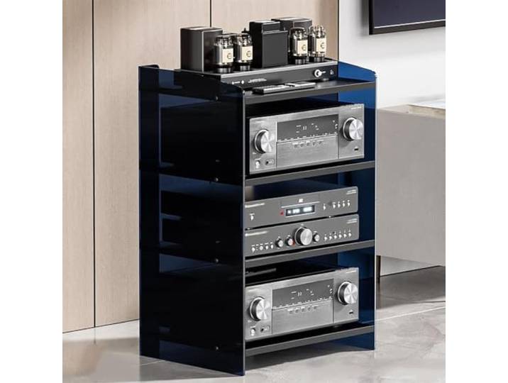 HLDJYLZS 3/4 Ebenen Acryl Audio Rack, HiFi Verstärkerständer mit Böden 3/4 Ebenen, Acrylplatten, Verstellbare Böden, HiFi Rack für Verstärker, Plattenspieler & Heimkino