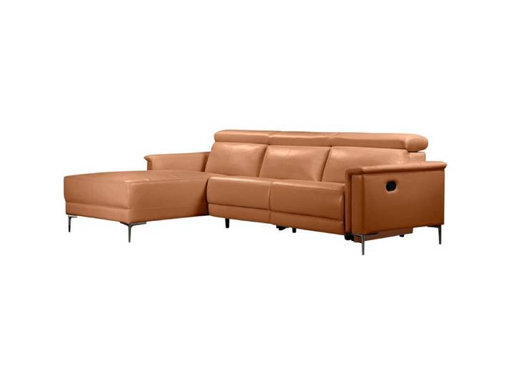 Lund-canapé 3 Places Avec 1 Fauteuil Inclinable Manuel gauche En Pu Cognac