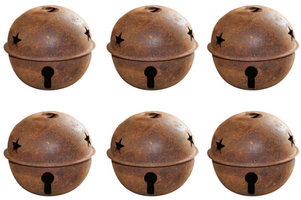 OmGoods Dailygoody Vintage Jingle Bells Kerstdecoratie - Roestkleur - 24 stuks - 40 mm