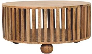Artisan Furniture Solid Wood Slatted Round Oak-ish Coffee Table