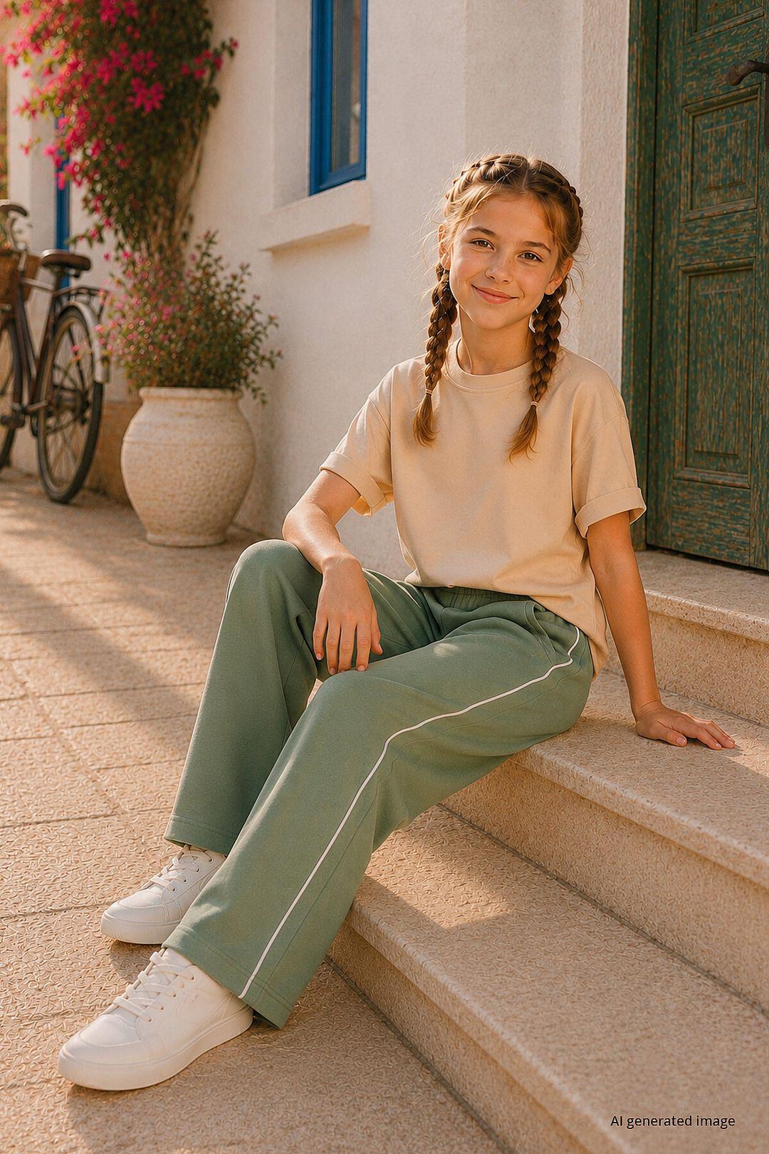 Jugend Sweatpants mit weitem Bein und elastischem Bund