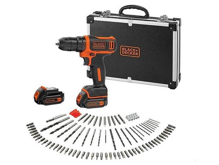 Perceuse-Visseuse sans fil 12V - 1\,5 Ah - 2 batteries - 100 accessoires BLACK+DECKER BDCDD12BAFC-QW
