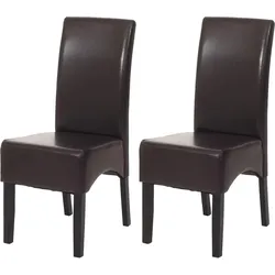 2er-Set Esszimmerstuhl Küchenstuhl Stuhl Crotone, LEDER ~ braun, dunkle Beine