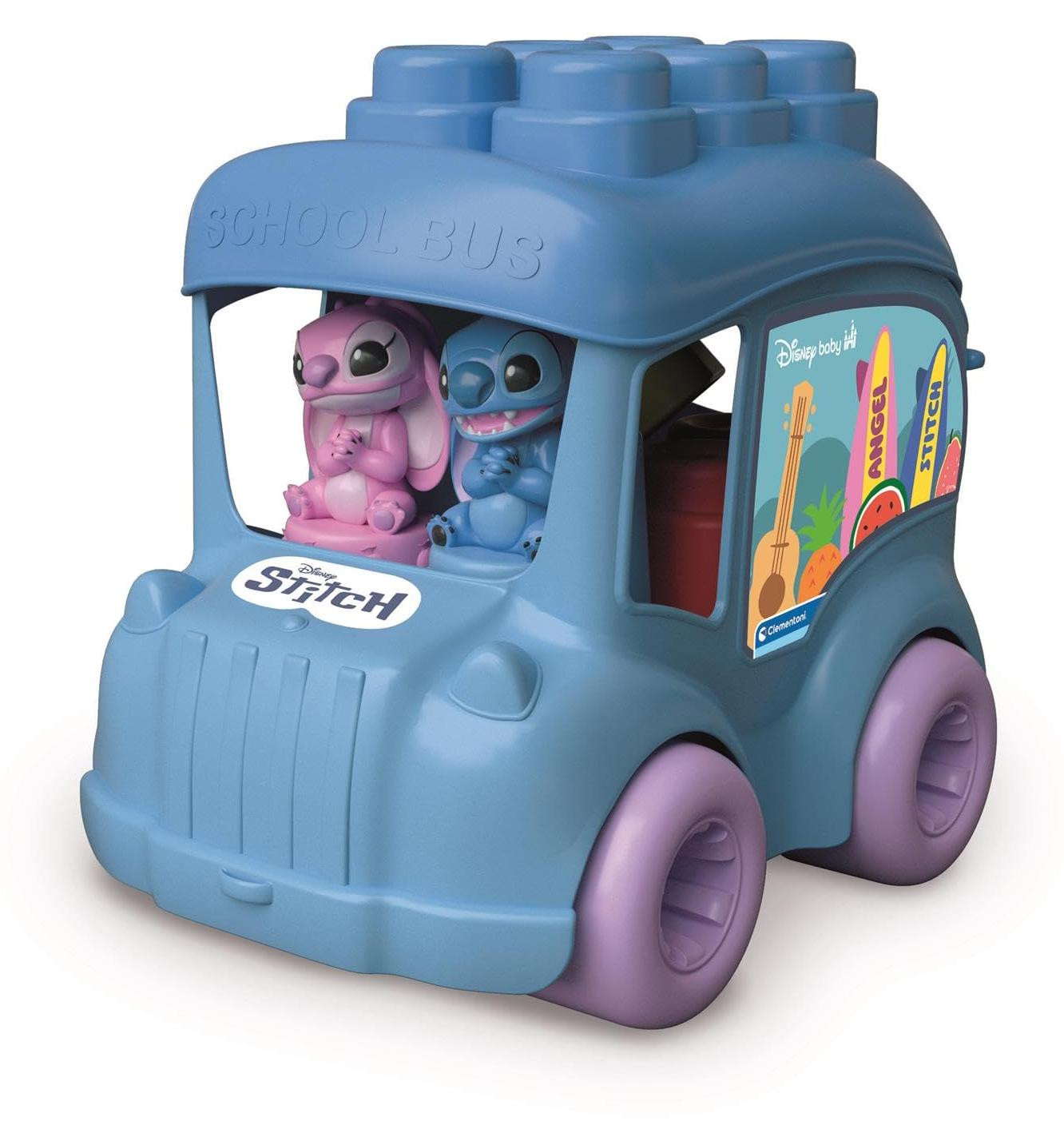 Clementoni Clemmy Stitch Bus - 6 zachte stapelblokken en 2 figuren voor sensorische ontwikkeling en fijne motoriek - Vanaf 6 maanden