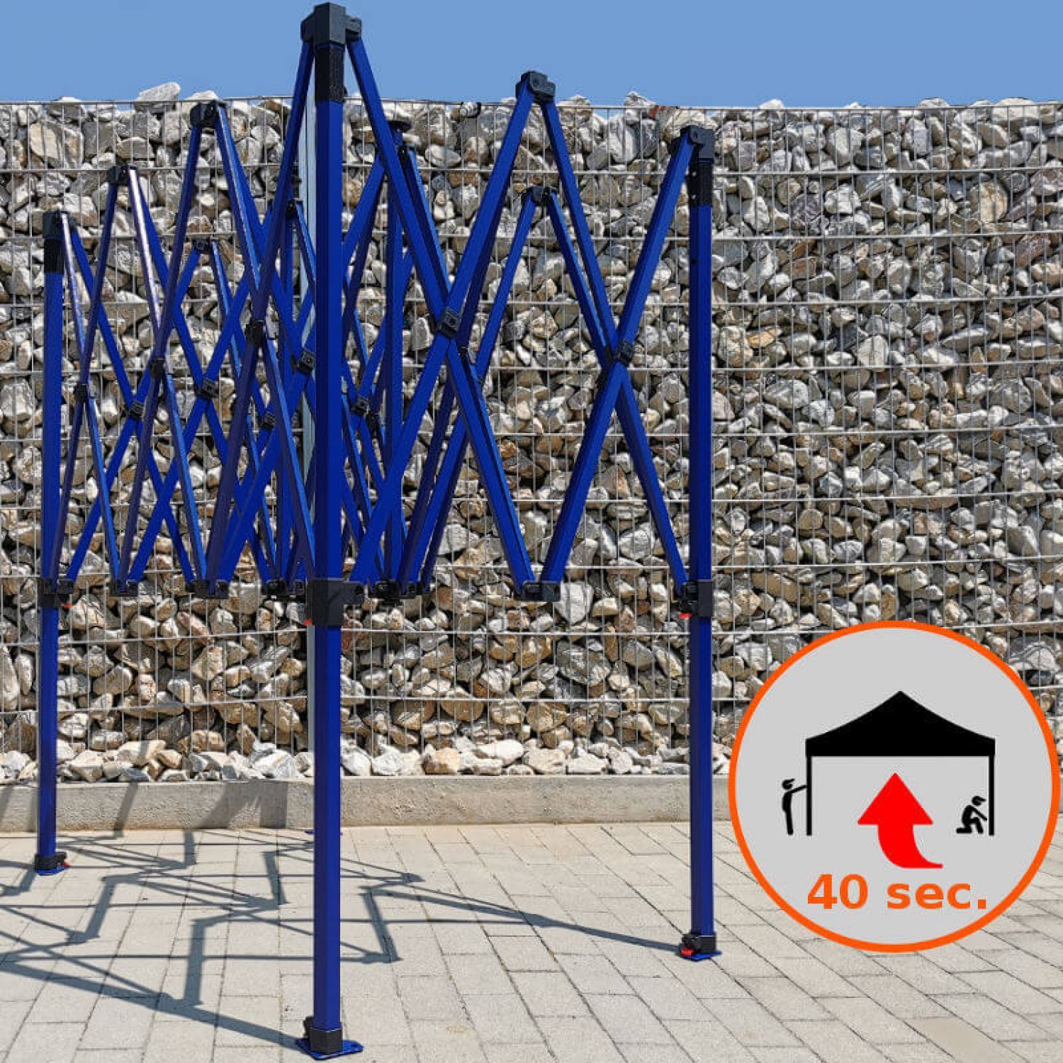 BRIMO Expresszelte 2×3 m (3 Wände): Stählerne Robustheit für Markthändler - mit 3 Wänden - Blau 70% polyester, 30% PVC