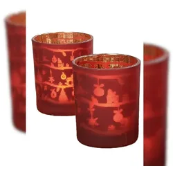 Windlicht Marlitt Glas lackiert rot H 8 cm 2er Set