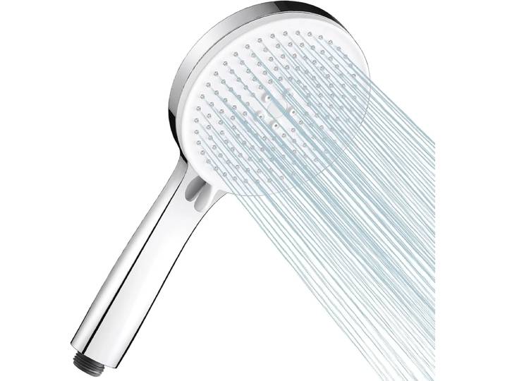 Cobbe Pommeau de douche économiseur d'eau 5 modes de jet, pommeau de douche économiseur d'eau pour usage intérieur et extérieur (pommeau de douche économiseur d'eau sans flexible), pommeau de douche effet pluie avec amplification de pression, chrome, anti