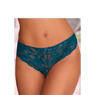 String LASCANA, Damen, Gr. 40/42, grün (smaragd), Spitze, Obermaterial: 90% Polyamid, 10% Elasthan, Unterhosen String, aus floraler Spitze