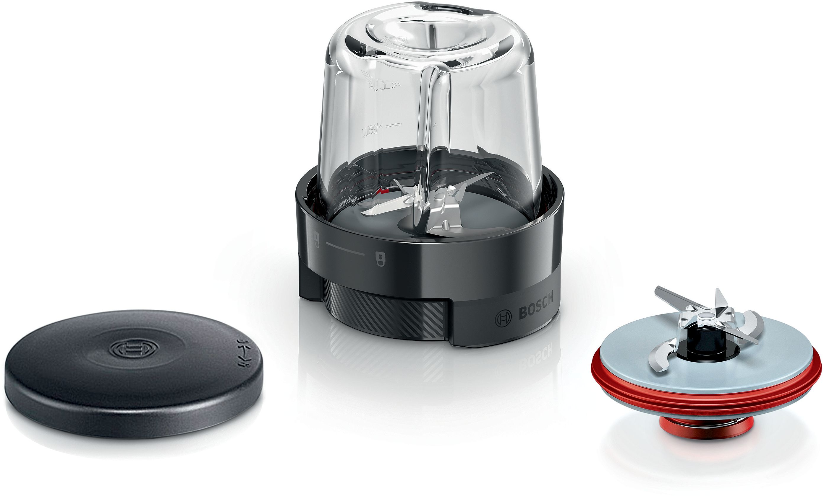 Bosch MUZS68CG Multi-Zerkleinerer 3-in-1 für Serie 6 und Serie 8 (Schwarz/Metallisch/Transparent)
