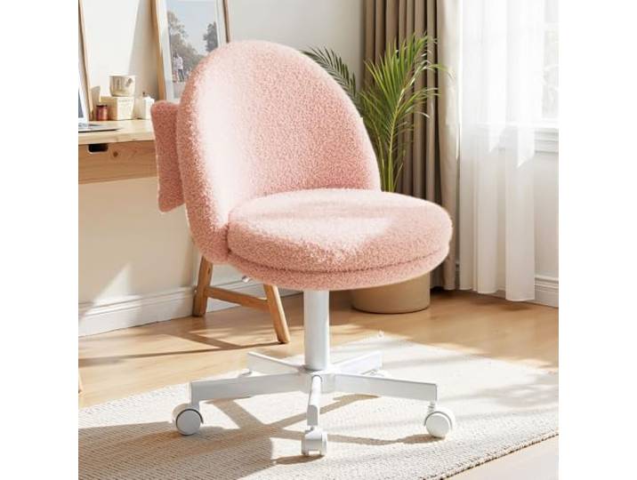 COMHOMA Homeoffice Chaise de Maquillage\, Chaise de Bureau pivotante sans accoudoirs\, Chaise de Bureau pivotante avec Support Dorsal\, Chaise de Bureau Confortable sur roulettes\, Chaise de Bureau à