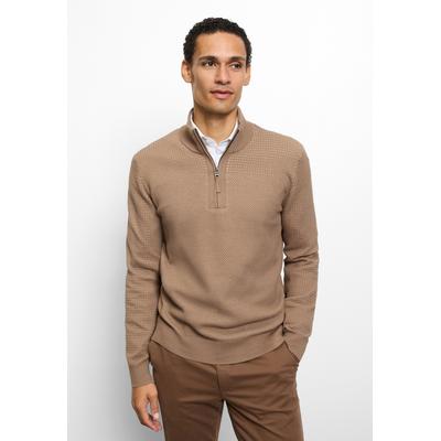 Troyer OLYMP "OLYMP Casual Strick, Troyer", Herren, Gr. 3XL, beige (natur), 55% Baumwolle, 45% Polyester, Pullover Troyer
